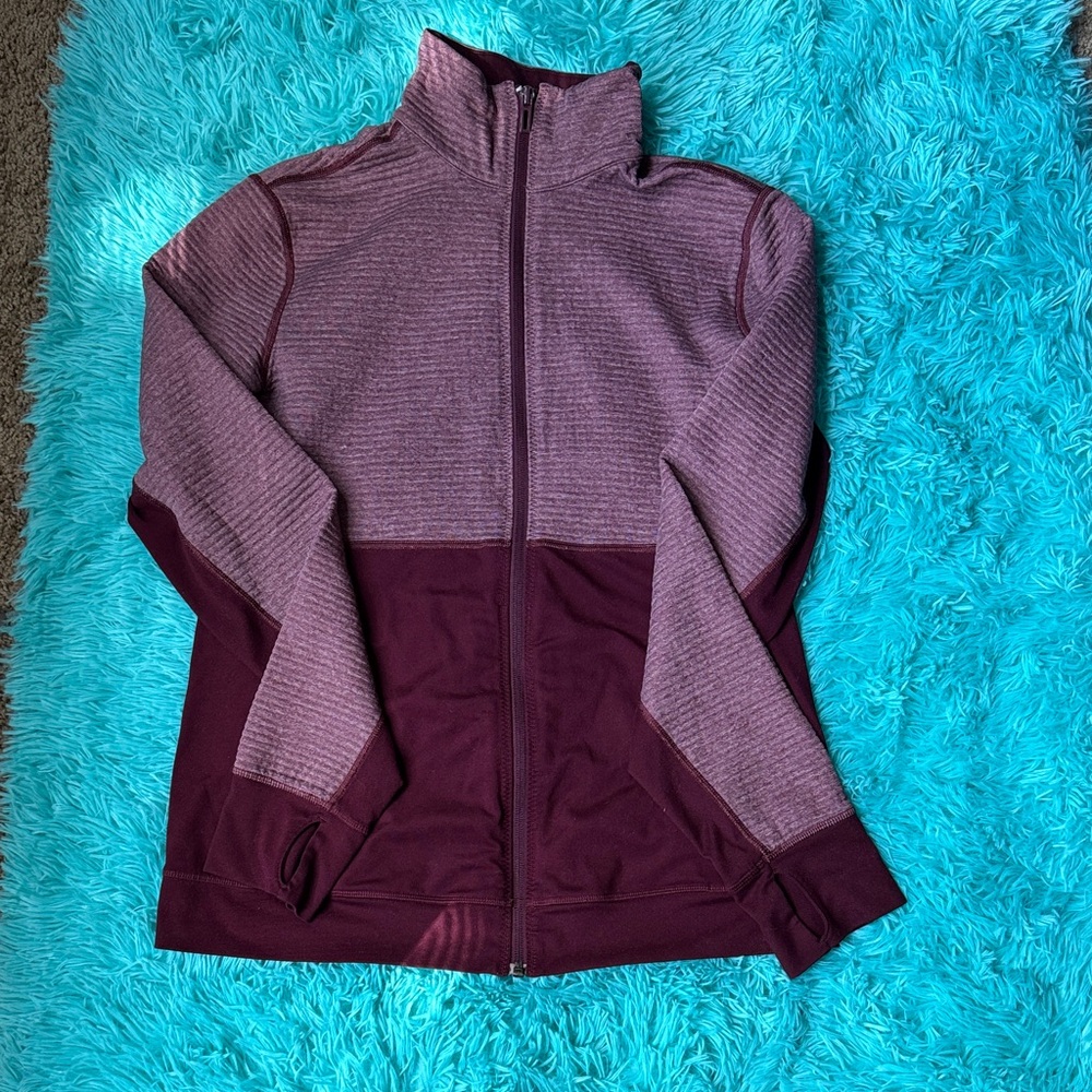 Adidas Burgundy and White Striped Jacket